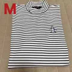 【新品】マンシングウェア 長袖モックネックシャツ ホワイトボーダー Mサイズ