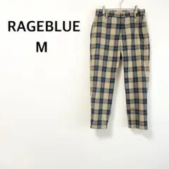 レイジブルー≫テーパード パンツ M ベージュ チェック アンクル丈 薄手♡美品