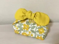 丸いりぼんのお弁当袋　保温・保冷　イエローフラワー　0001