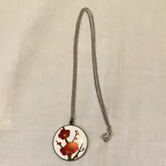 昭和レトロ　銀製　紅梅模様ネックレス