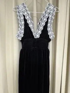 クラシカル黒ロングワンピース◎レース×ヴィンテージ風