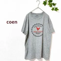 コーエン メンズ 半袖Tシャツ ロゴ 綿100% カジュアル　鶏　グレー　ビール