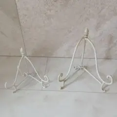 ホワイト金属フォトスタンド2点セット