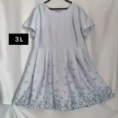 訳あり　大きいサイズ　花柄プリント　ワンピース 半袖　3L　ゆったり
