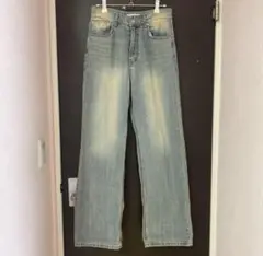 レディース デニム ストレート 古着 ダメージ Y2K