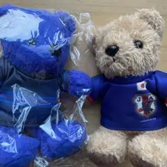 ★2点サッカー日本代表ユニフォームベアキーホルダーぬいぐるみ応援サポーター
