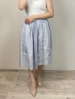 COMME des GARCONS フレアスカート ストライプ 水色