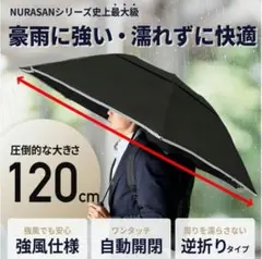 新品NURASAN 折りたたみ傘 120cm ブラック 強風対応 自動開閉 大型