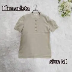 Llunarista ヘンリーネックブラウス（M）装飾ボタン　半袖　クラシカル