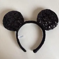 Disney スパンコール 黒カチューシャ ミッキーマウス
