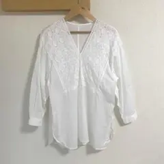 クラシカルエルフ エンブロイダリーブラウス シャツ 刺繍 切り替え 綿100%