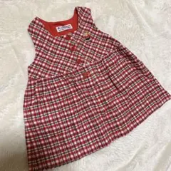 ファミリア 80 ワンピース 赤 チェック