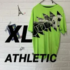 ATHLETIC 蛍光グリーン サッカーTシャツ 【XL】