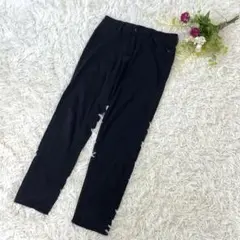 〝グレイルGRL〟黒　裾カットオフスーパーストレッチハイウエストスキニーパンツM