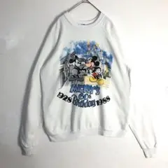 3646　USA製　ミッキー　ディズニー　長袖　スウェット　ゆるだぼ　白