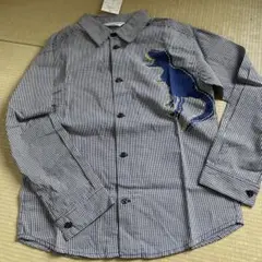 hakka kids チェック柄恐竜シャツ 140
