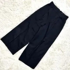 アンタイトル ワイドパンツ ブラック タック センタープレス 伸縮性 XS 裏地