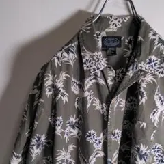 海外直輸入品　PCH　ボタニカル柄　アロハシャツ　総柄　くすみ　グリーン