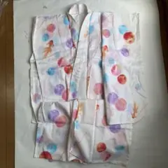 金魚と風船柄 着物 140cm 綿100%