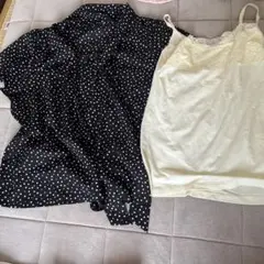 水玉模様半袖シャツとシャツセット