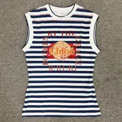 美品 Chloe クロエ ボーダー タンクトップ トップス カットソー