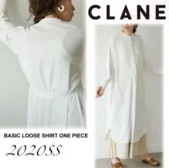 美品 CLANE クラネ シャツワンピース 白 とろみ素材 シアー 2020SS