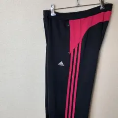 adidas ジャージパンツ 黒/ピンク3本ライン L 古着