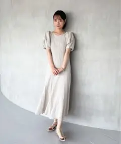 ⭐︎新品未使用⭐︎ランタンスリーブワンピース　グレイッシュベージュ　Olu.