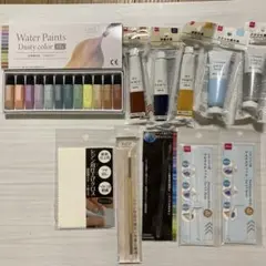 水彩絵具セット 12色と油絵具レジン小物