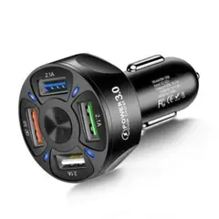 シガーソケット USB 4連 4ポート 変換 コンパクト