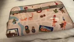 LeSportsac 地図柄 ベージュ 長財布 レスポートサック