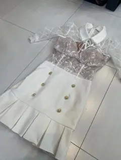 an レーストップ フレアスカート ドレス S