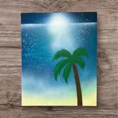 【326】スプレーアート　風景画　南国　ハワイ　ヤシの木　海　水平線　絵画
