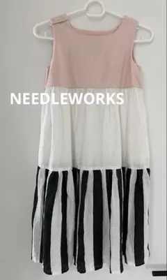 NEEDLEWORKSキッズノースリーブティアードワンピースストライプ120cm