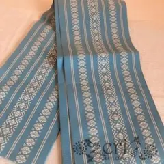 【新品】半巾帯　献上柄　水色に白