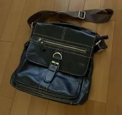 （値下げ）ショルダーバック　メンズ　ブラウン　皮×ナイロン
