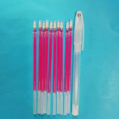 アイロンで消えるチャコペン　ピンク　リフィル10本　ホルダー