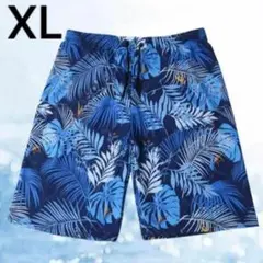 【XL】 メンズ 水着 海水パンツ ボタニカル ハーフパンツ インナー付き 海