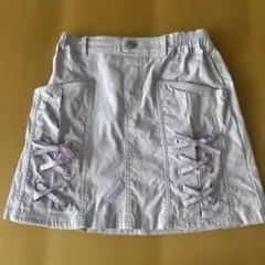 リボン付きポケット　パープルスカート 160