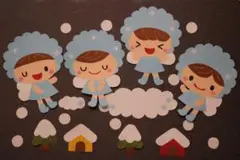 壁面飾り 雪の妖精 冬 雪 幼稚園 保育園 図書館 壁面 保育 画用紙