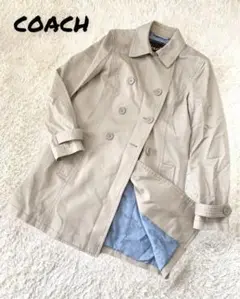 COACH トレンチコート シグネチャー ロング ベージュ ブルー