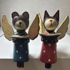 バリ猫 猫の置物 バリ雑貨 2点セット