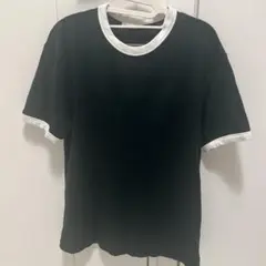 現行品 ZARA リブコントラストベーシックTシャツ ダークグリーン