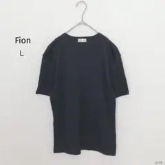 フィオン|クルーネック半袖Tシャツ【Ｌ】コットン ストレッチ 無地 シンプル 黒