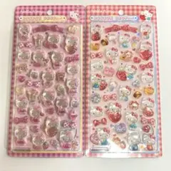【新品】ボンボンドロップシール サンリオ キティ ２種セット 赤 ピンク 立体