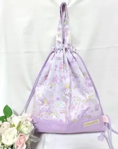 2wayタイプ　少し大きめ体操服・お着替え袋☆裏地付き（ユニコーン柄）