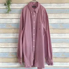 【マストアイテム】ビッグシャツ ピンク チェック柄 長袖シャツ 2XL