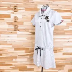 【フィラゴルフ】ゴルフ ポロシャツ ワンピース チェック 総柄 L グレー×黒
