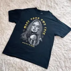 ODM ピエロ ガール プリント 半袖 Tシャツ 黒 ブラック ビッグシルエット