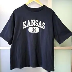 WEGO　KANSAS 34 プリント Tシャツ ネイビー